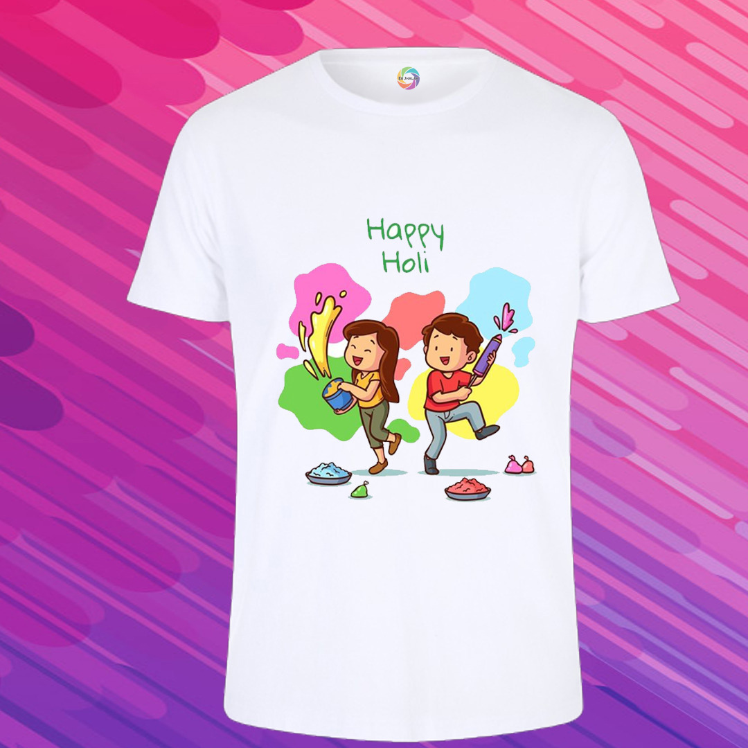 Holi Special Polyester Printed T-Shirt